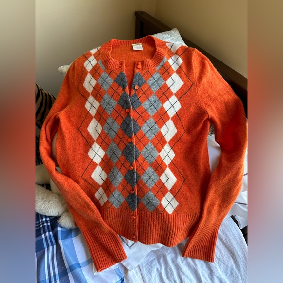 J. Crew Orange Cashmere Cardigan Sweater size Small - Picture 3 of 16